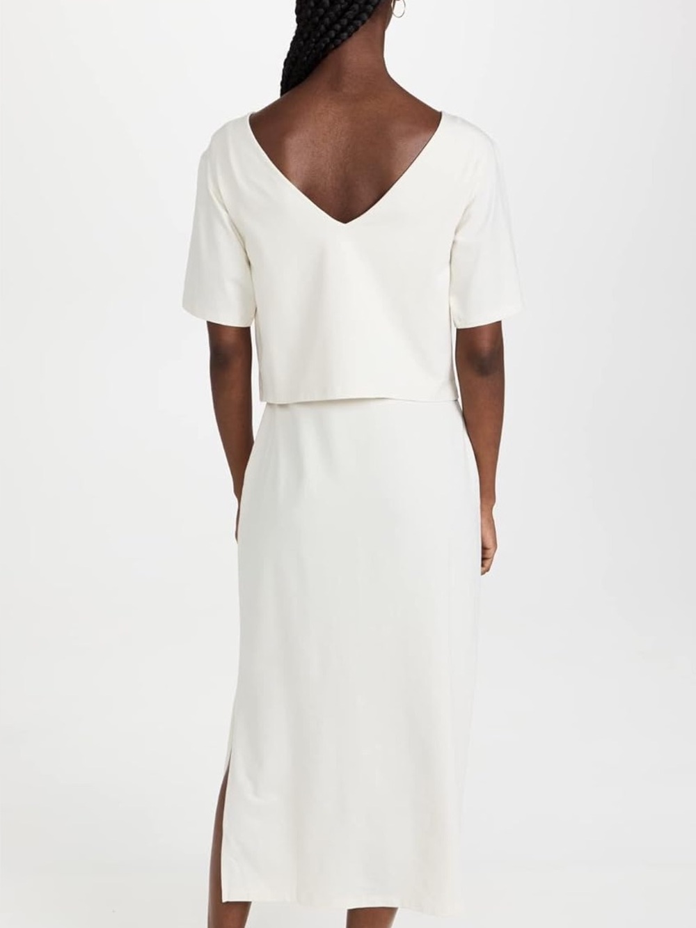Theory Easy BK Layer Dress Cream Ecru Midi Dress Women Size S NWT